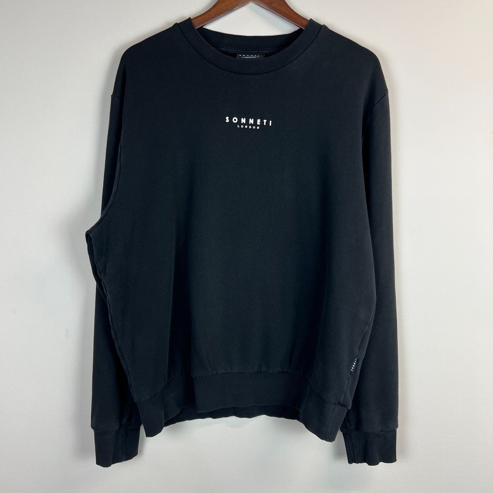 Sonneti London Crewneck Sweatshirt Mens Large Black Pullover Casual Lounge L